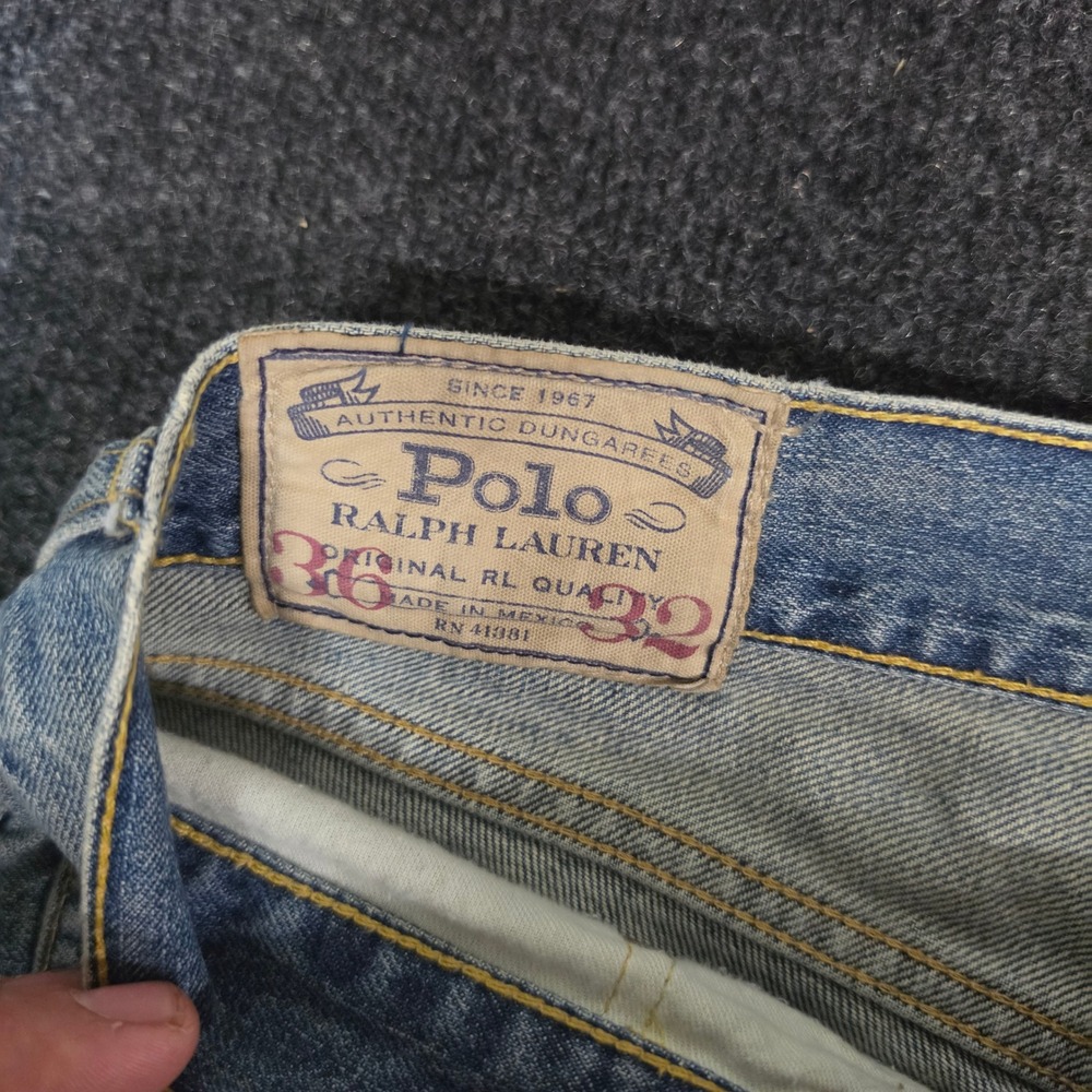 Polo Ralph Lauren Hampton Straight Jeans Mens 36x32 Light Wash Denim Dungarees